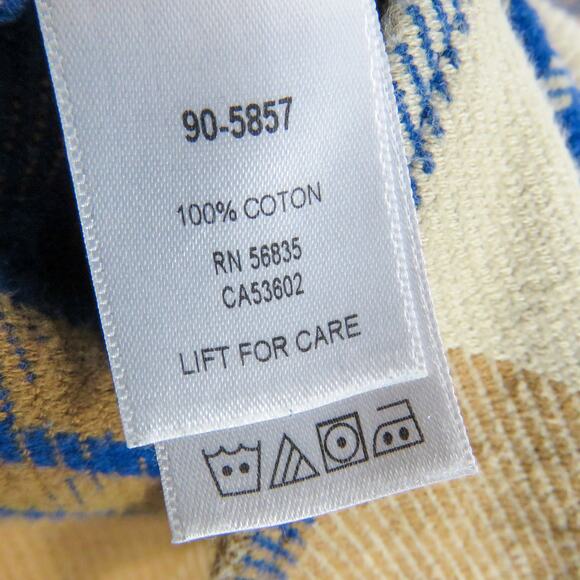 Cabela's Men's Legendary Quality Yellow & Blue Flannel Button Down Shirt Medium - Picture 4 of 4